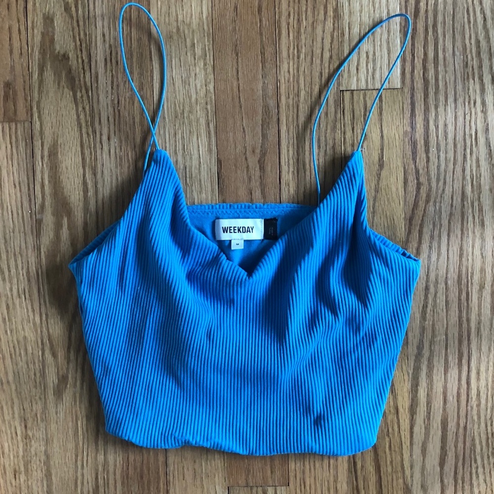 Sky Blue Ribbed Tank - Picture 2 of 4